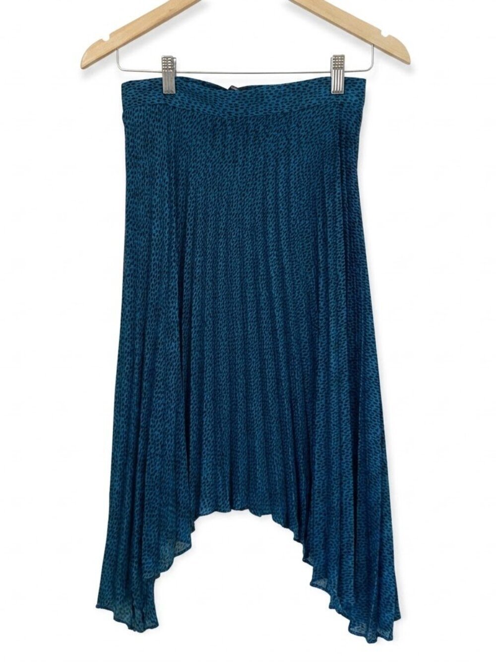 NWT Banana Republic Accordion Pleat Sharkbite Midi Skirt - Teal Dot - 2
